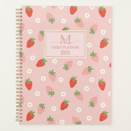 Agenda Dulces Fresas Rosadas y Rojas Monograma Diario