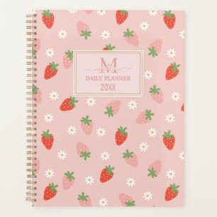 Agenda Dulces Fresas Rosadas y Rojas Monograma Diario