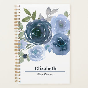 Agenda Dusty Blue Boho Bouquet anual mensual semanal