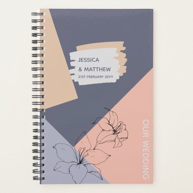 Agenda Dusty Blue Coral Wedner Planner Personalizado (Anverso)