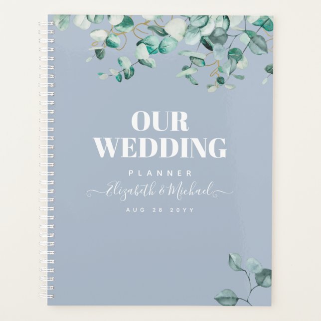 Agenda Dusty Blue Eucalyptus Greenery BODA Planning (Anverso)