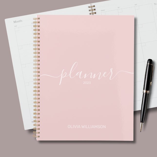 Agenda Dusty Pink Professional Business (Pale pink personalized planner.  Customize with your on name and year.)
