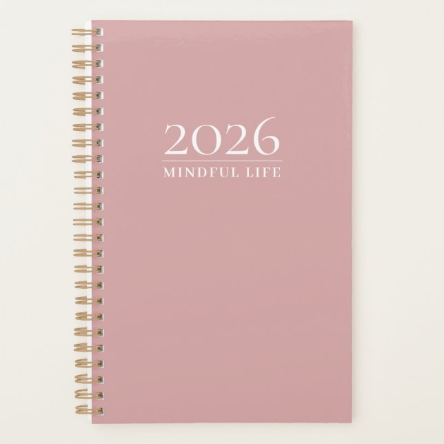 Agenda Dusty Rose Minimal Planner | Custom Year, Title &  (Anverso)