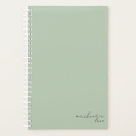 Agenda Dusty Sage Green Simple Minimalista Personalizado