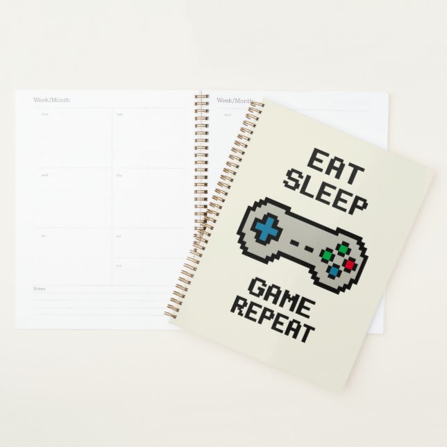 Agenda Eat Sleep Game Repeat Planner – Pixel Art Gamer (Demostración)