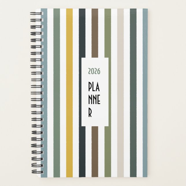Agenda Echo Trails 2026 Planner – Blue/Green Hues Stripes (Anverso)