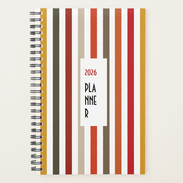 Agenda Echo Trails 2026 Planner – Earthy Hues Stripes (Anverso)