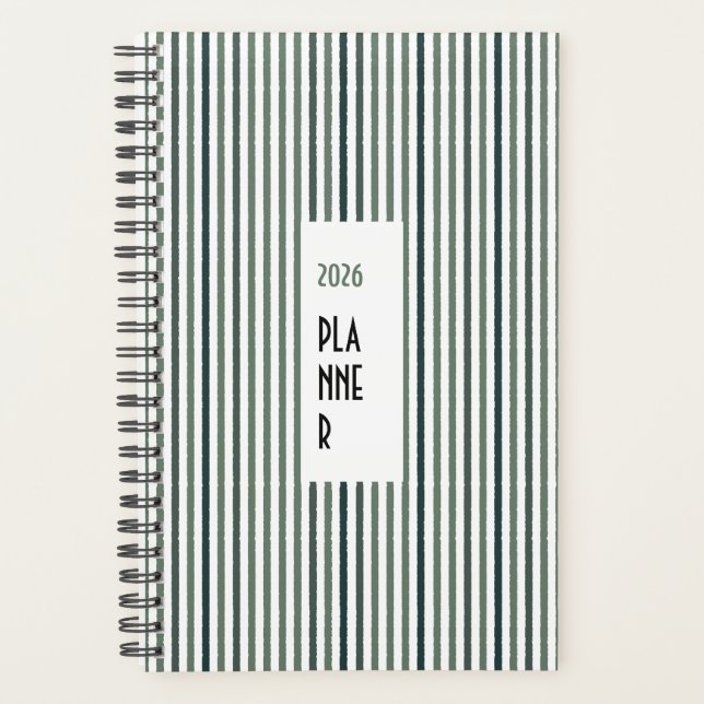 Agenda Echo Trails 2026 Planner – Matcha Green Stripes (Anverso)