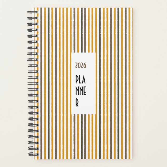 Agenda Echo Trails 2026 Planner – Mustard Stripes (Anverso)