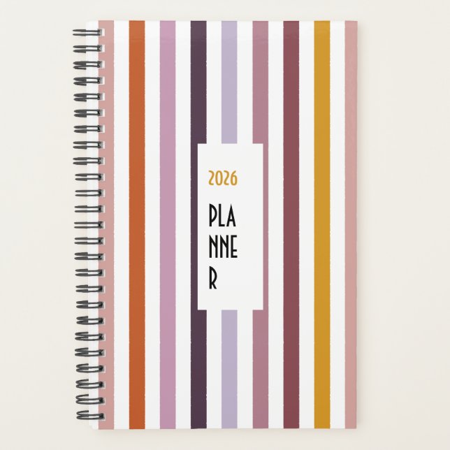Agenda Echo Trails 2026 Planner – Pink Hues Stripes (Anverso)