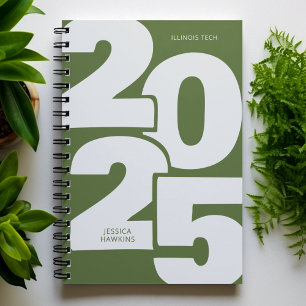 Agenda Ecología de Año Verde Oscuro Superpuesto Semanal