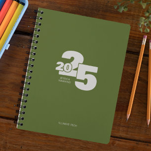 Agenda Ecología de Año Verde Oscuro Superpuesto Semanal