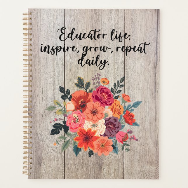 Agenda Educator Life Inspire Grow Repeat Daily Design (Anverso)