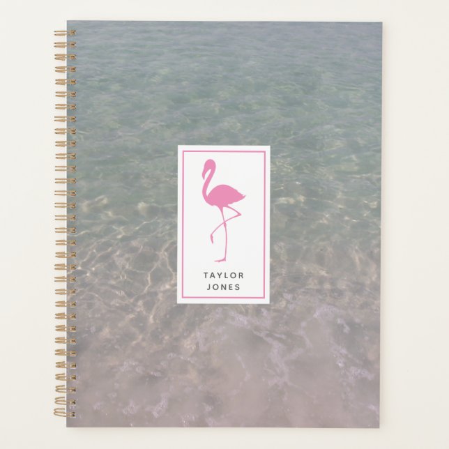 Agenda El agua del océano Flamingo rosa personalizado (Anverso)