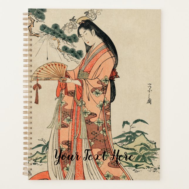 Agenda El antiguo dibujo de madera de una mujer japonesa (Anverso)