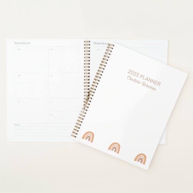 Agenda El arcoiris del boho blanco rosado simple personal (Demostración)