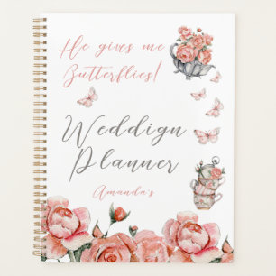 Agenda Él Da Mariposas Rosa Té Floral Boda