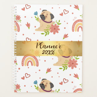 Agenda El plan personalizado de pug con arcoiris