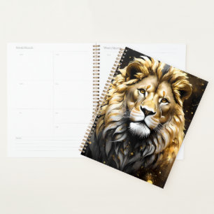 Agenda El Rey: Oro Majestuoso Y León Masculino Gris,
