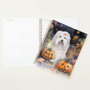 Agenda El viejo perro pastor inglés de Halloween con cala