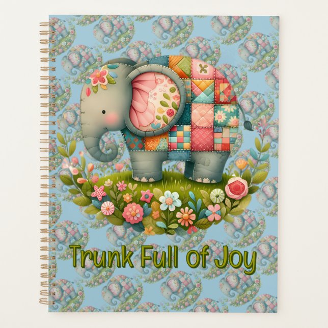 Agenda Elefante Floral de Pradera Encanto de Patchwork (Anverso)