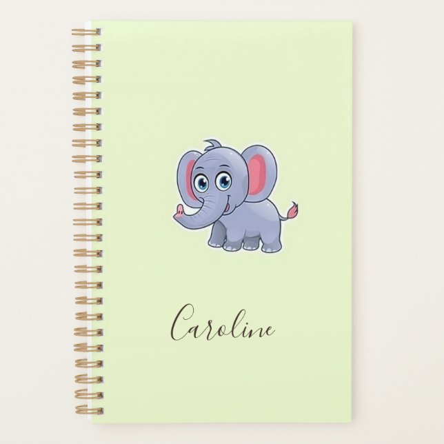 Agenda Elefante gris lindo verde (Anverso)