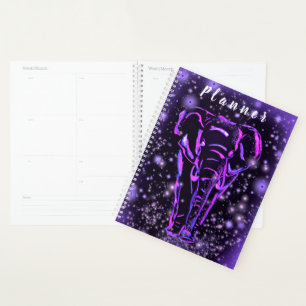 Agenda Elefante Púrpura De Planner Rosa En Noche Estelar