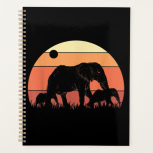 Agenda Elefante retro de la familia de animales guardiane