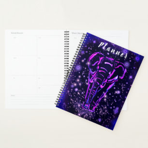 Agenda Elefante Rosa Neon Púrpura Camina En Noche Estrid