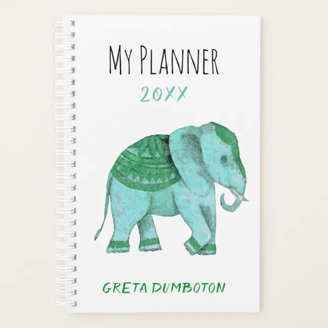 Agenda Elefante Tribal Verde Hip personalizado