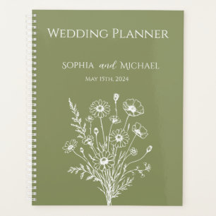 Agenda Elegancia de flor silvestre-Boda-planificador