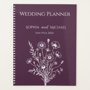 Agenda Elegancia de flor silvestre-Boda-planificador