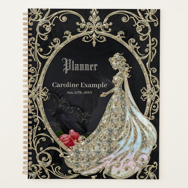 Agenda Elegancia en oro y negro. (Anverso)