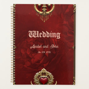 Agenda Elegancia en rojo luster con un corazón ornamentad