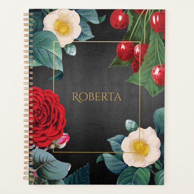Agenda Elegancia floral vintage personalizada (Anverso)