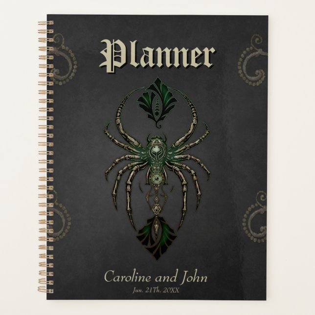 Agenda Elegancia mecánica, araña en la oscuridad. (Anverso)