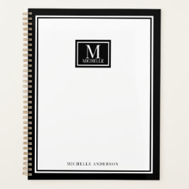 Agenda Elegancia Minimalista con Doble Borde Monograma No