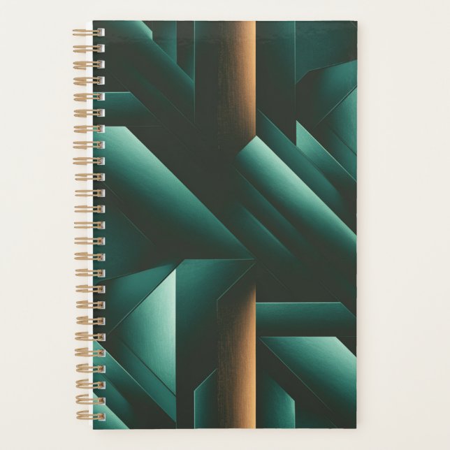 Agenda Elegancia Patrón geométrico oscuro (Anverso)