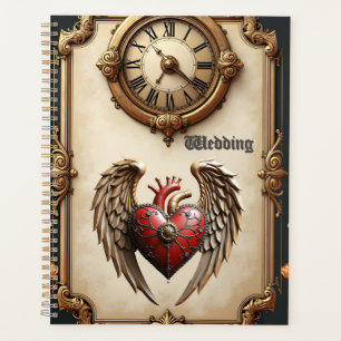 Agenda Elegancia vintage: un reloj y un corazón elegantes