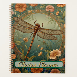 Agenda Elegant Art Nouveau Spring green Dragonfly