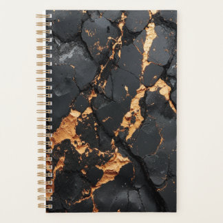 Agenda Elegant Black Marble with Gold Veins Modern Art