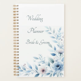 Agenda Elegant Blue Floral Wedding Planner