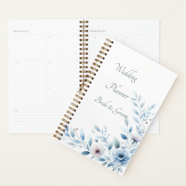 Agenda Elegant Blue Floral Wedding Planner (Demostración)