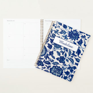 Agenda Elegant Blue Wildflower French Country Custom Name