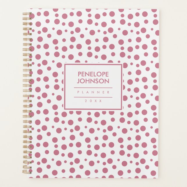 Agenda Elegant Blush Pink White Polka Dot Pattern (Anverso)
