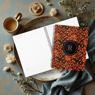 Agenda Elegant Boho Autumn Shades Monogram with Initial