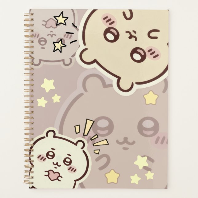 Agenda Elegant Cream Bear Pattern Weekly Planner  (Anverso)