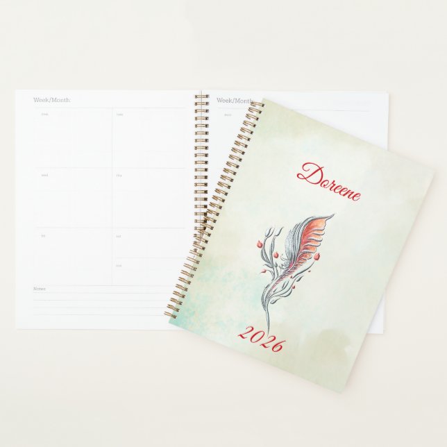 Agenda Elegant Feather Floral Watercolour  planner (Demostración)