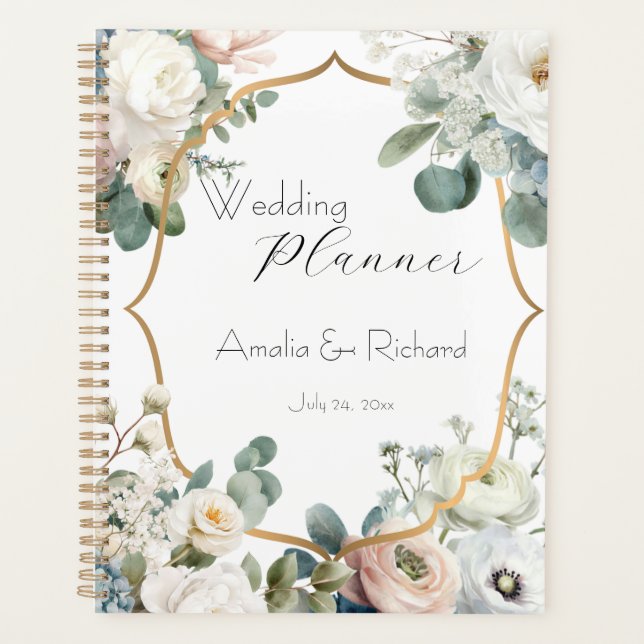 Agenda Elegant Flora Personalized Wedding Planner (Anverso)