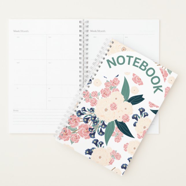 Agenda Elegant Floral Design – Navy Blue, Pink & Beige Ha (Demostración)
